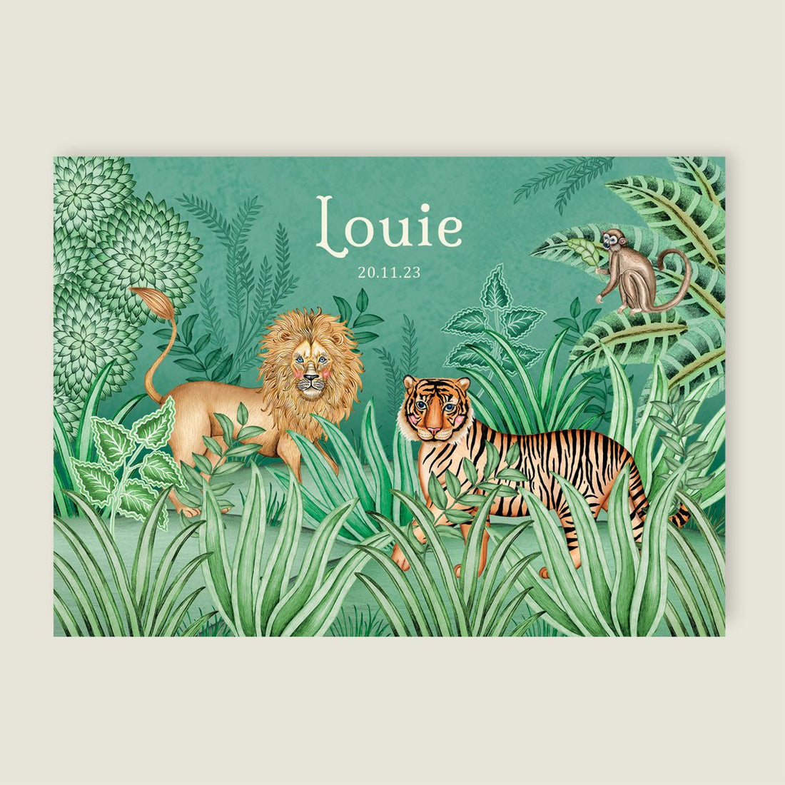 Print Lion And The Tiger Green - Story of July