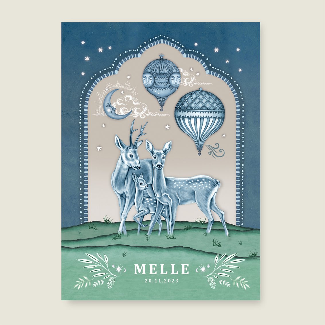 Print Little Deer Blue - Story of July