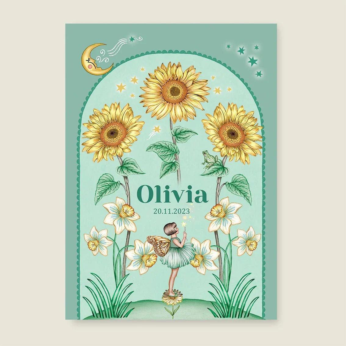 Print Sun Flowers Light Green - Story of July