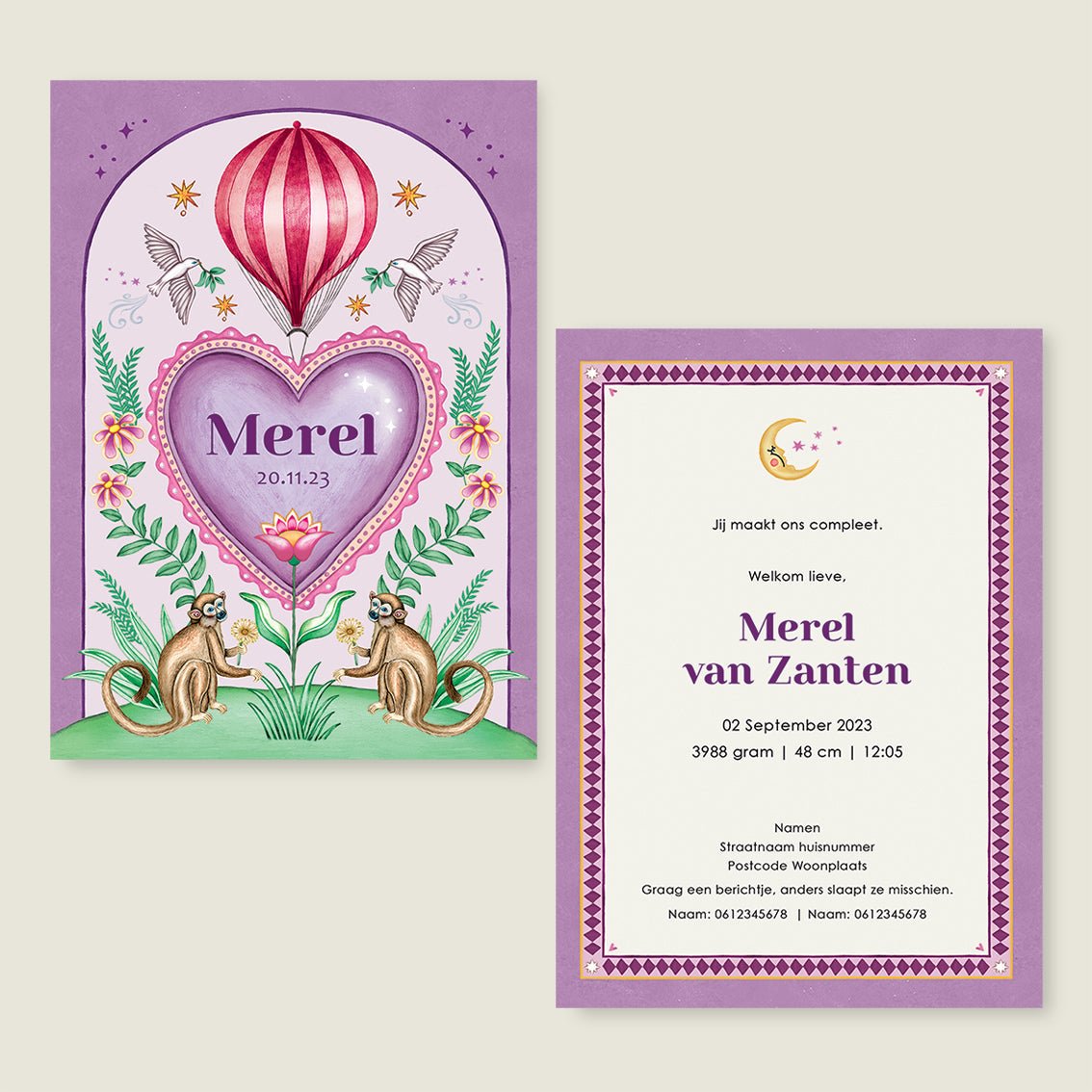 Sample Monkey Heart Paars - Story of July