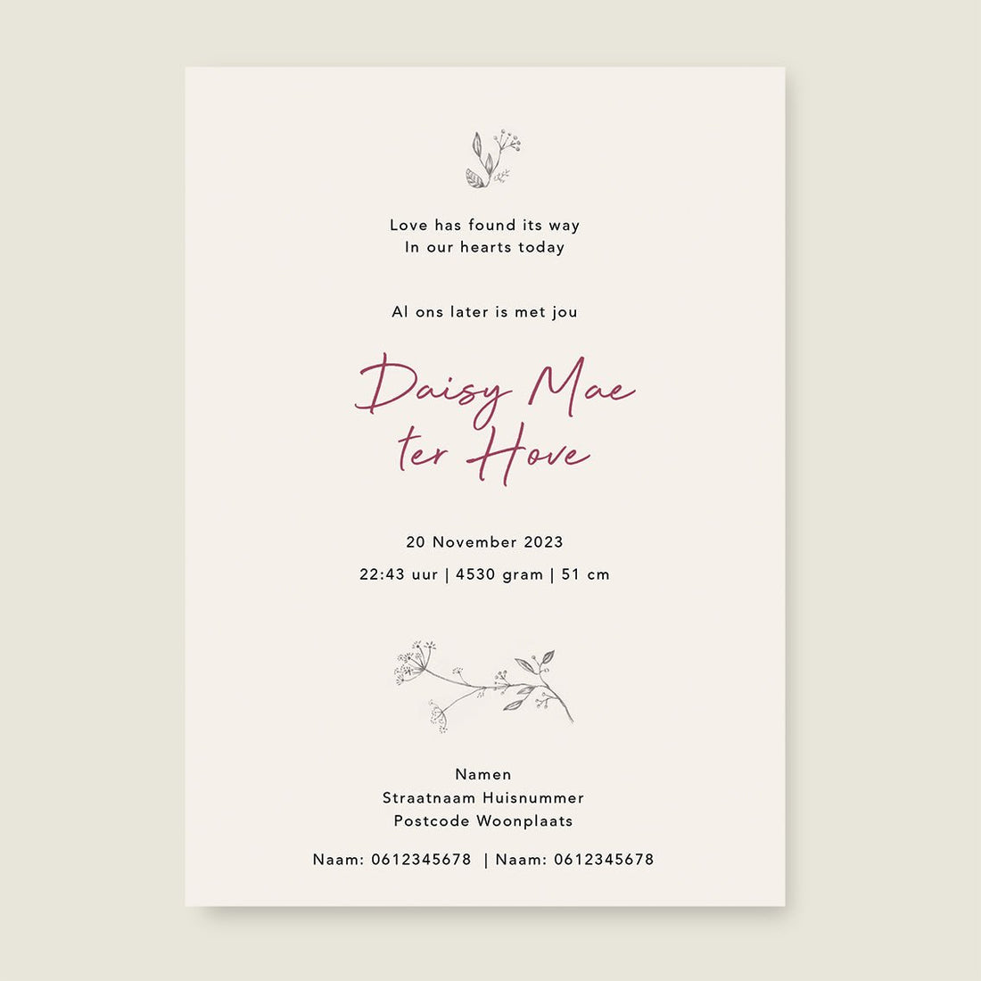 Sample Swan Flowers Family Offwhite - Story of July