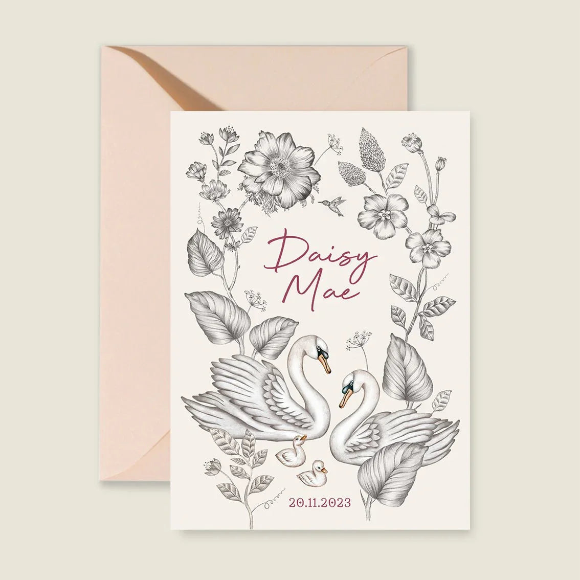 Sample Swan Flowers Family Offwhite - Story of July