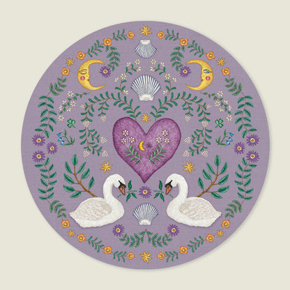 Behangcirkel Embroider Swan Purple