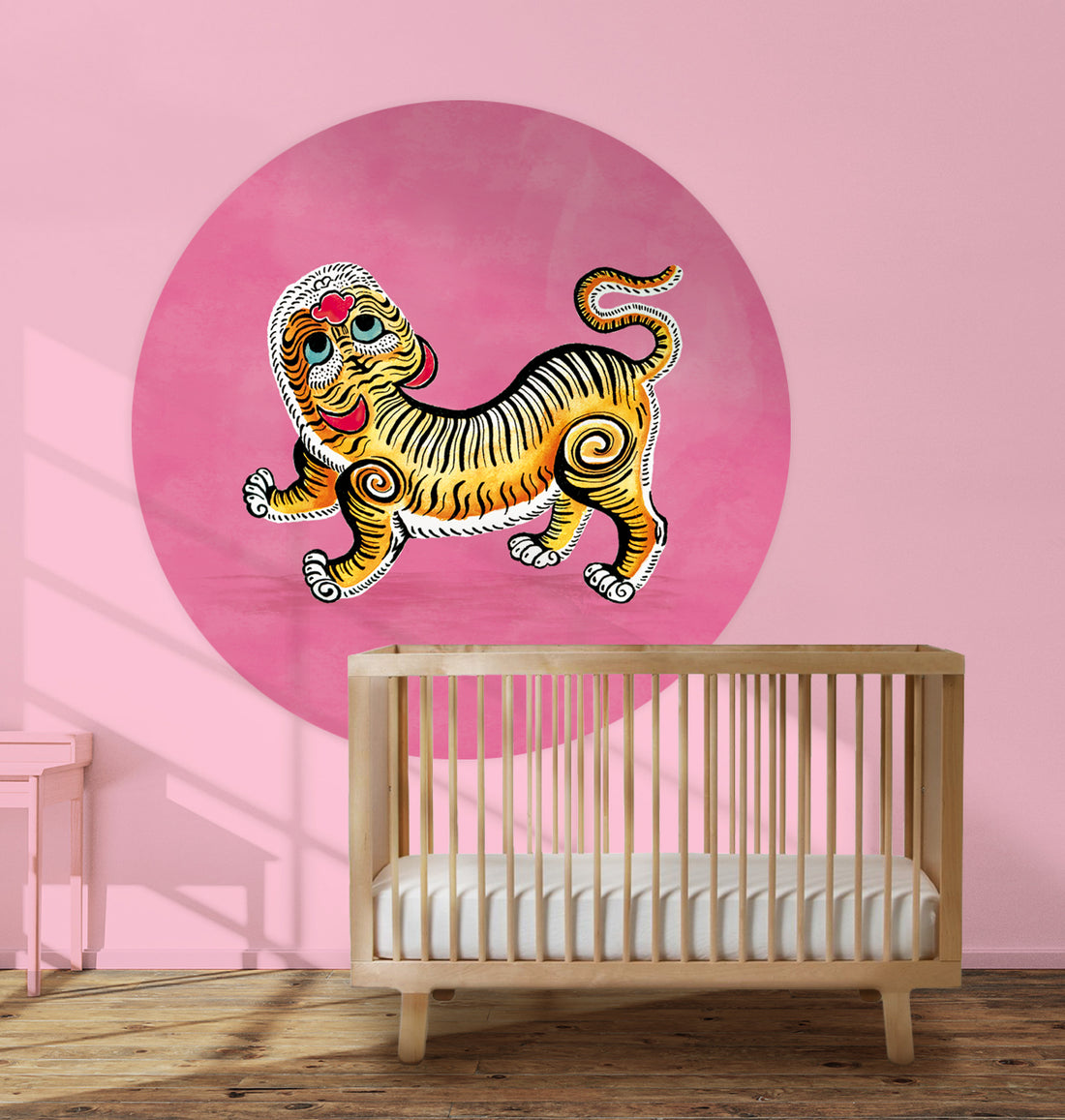 Behangcirkel Tiger Pink