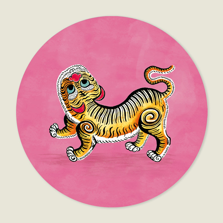 Behangcirkel Tiger Pink