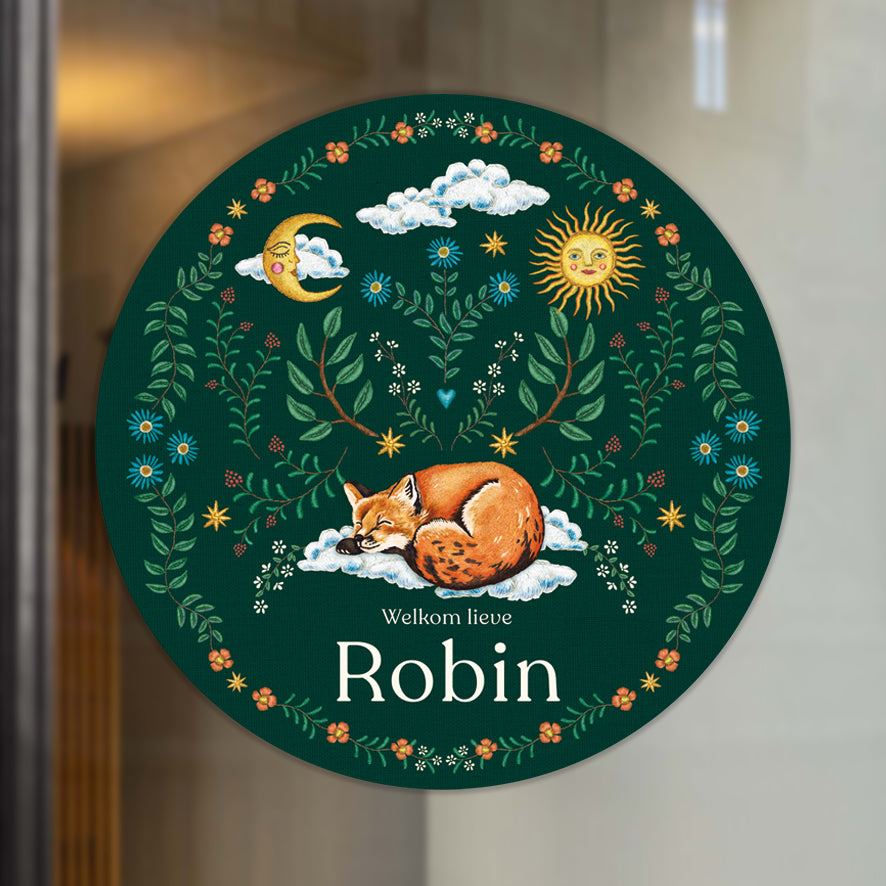 Raamsticker Embroider Fox Darkgreen