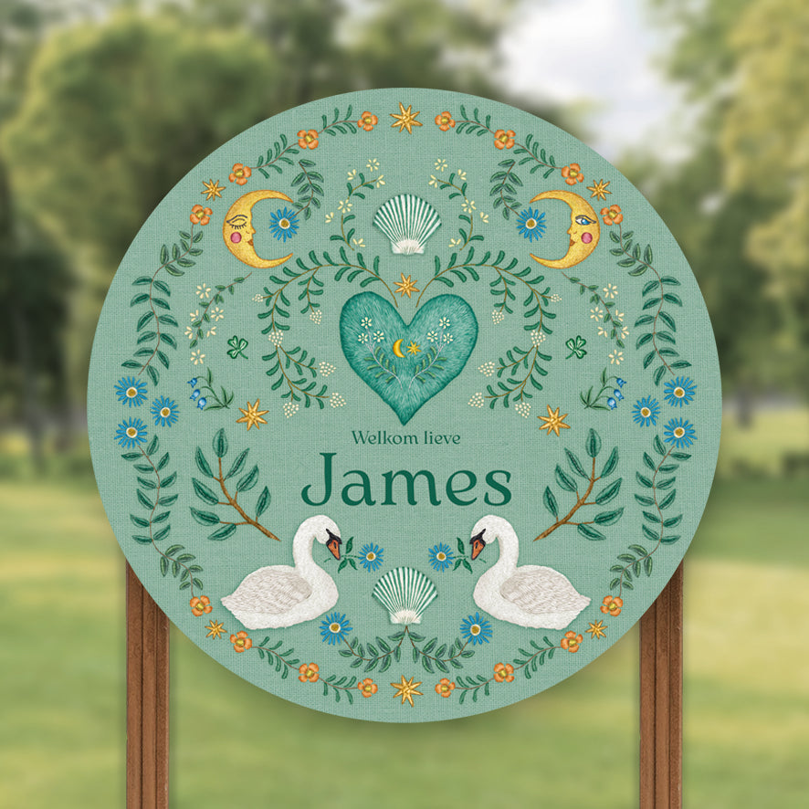 Tuinbord Embroider Swan Green