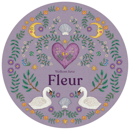 Tuinbord Embroider Swan Purple