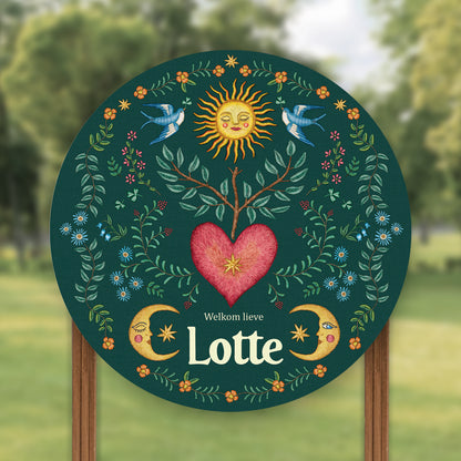 Tuinbord Embroider Heart Green