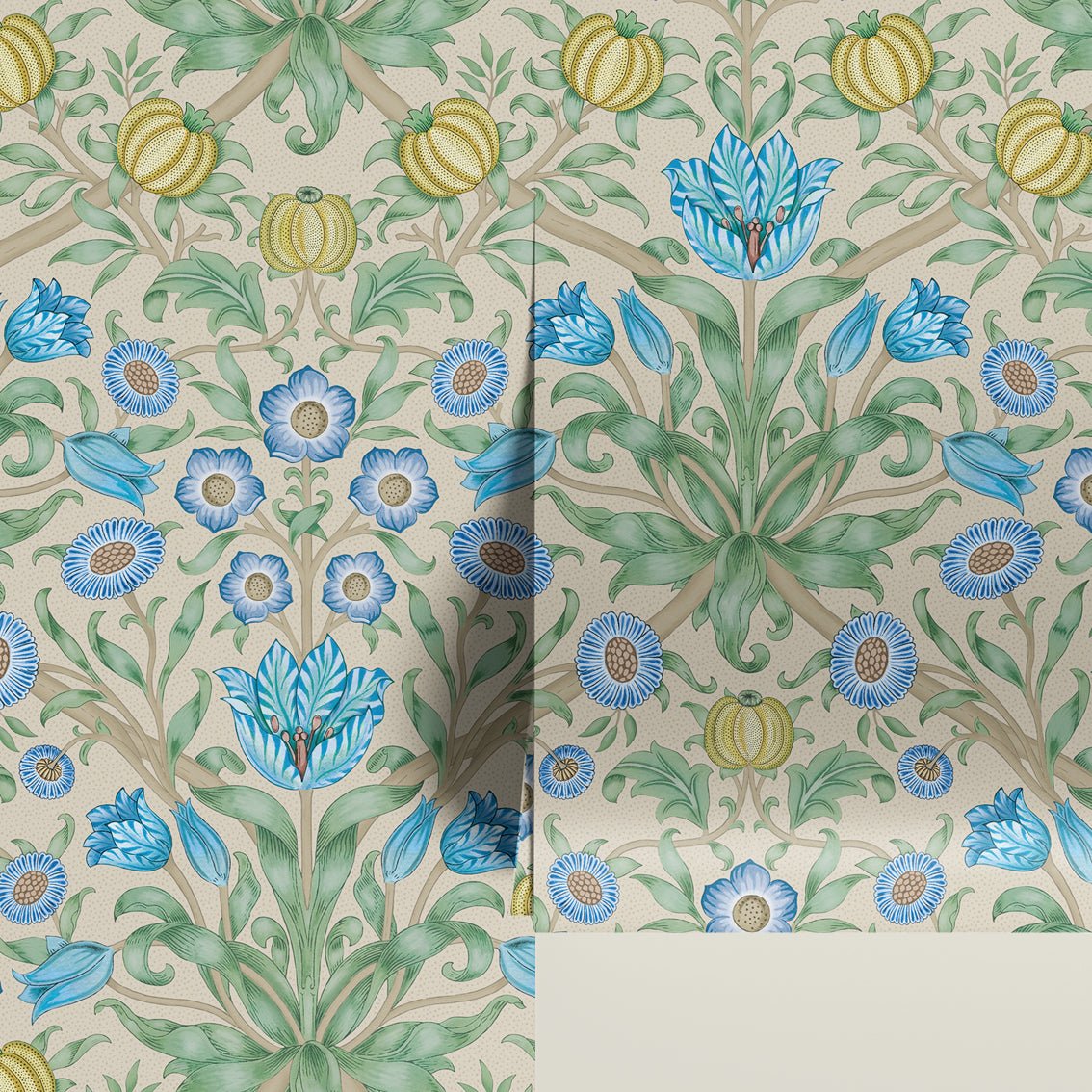 Behang Blooming Flowers Blue - Story of July