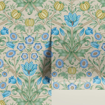 Behang Blooming Flowers Blue - Story of July