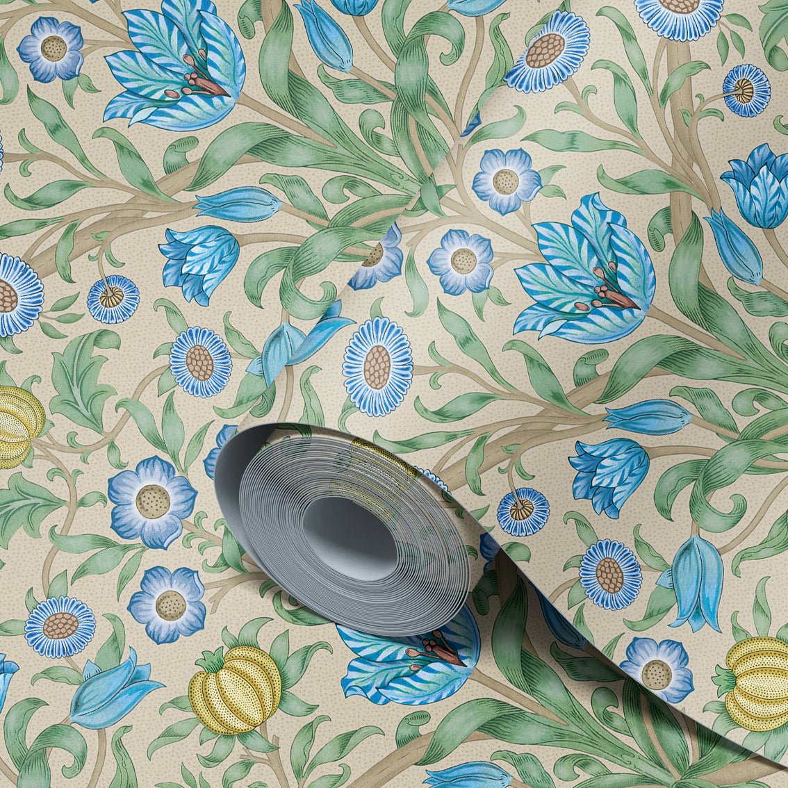 Behang Blooming Flowers Blue - Story of July