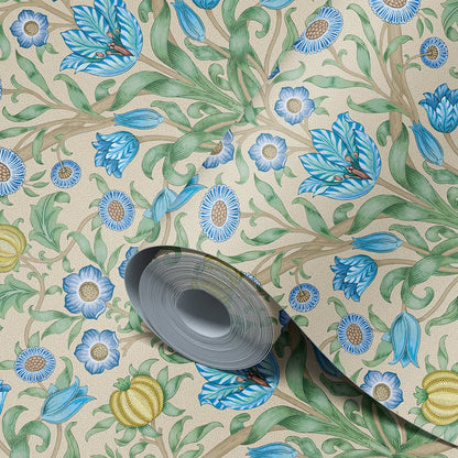 Behang Blooming Flowers Blue - Story of July