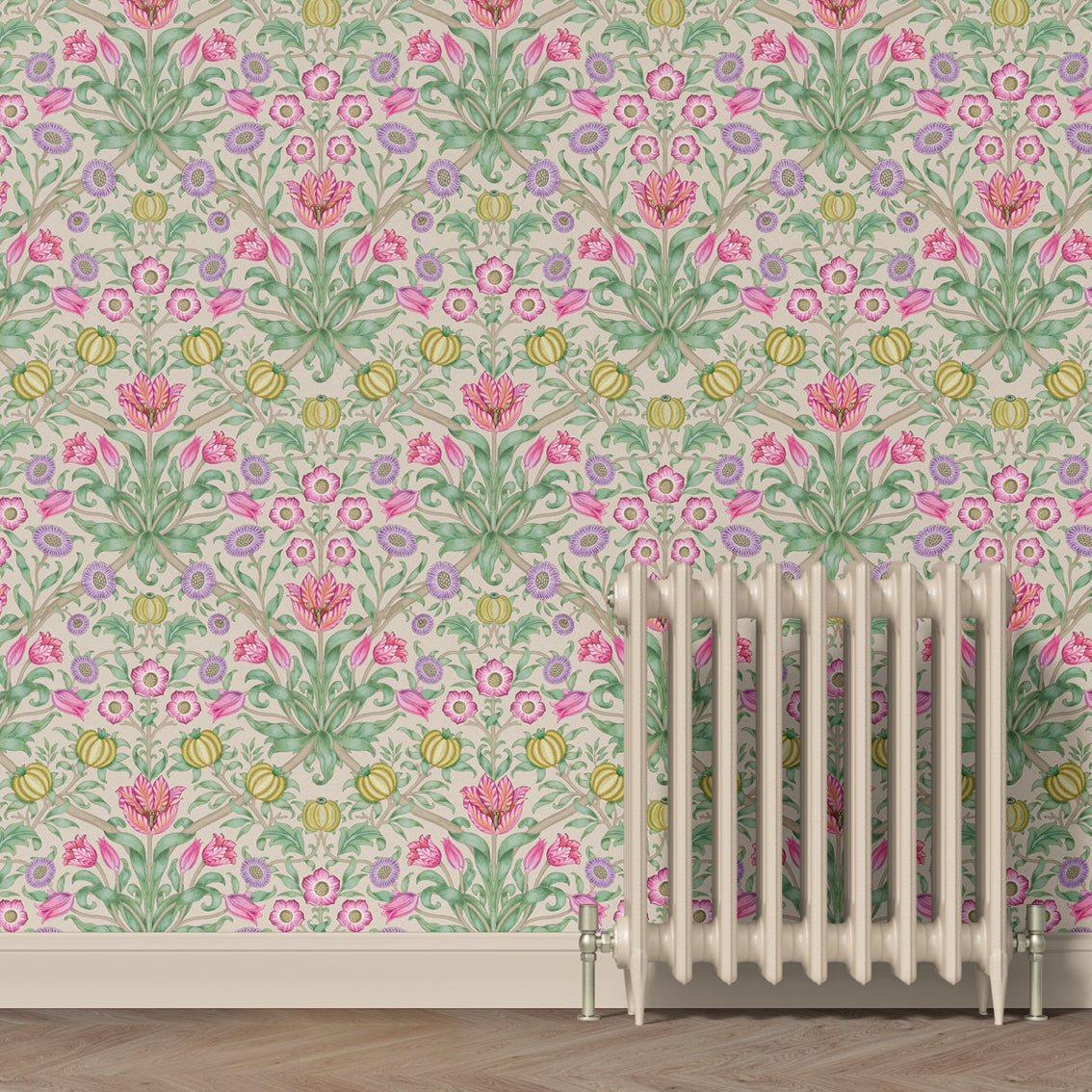 Behang Blooming Flowers Pink - Story of July