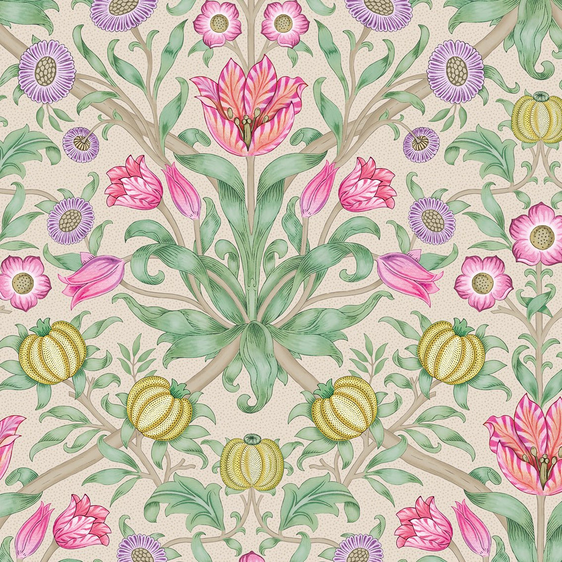 Behang Blooming Flowers Pink - Story of July