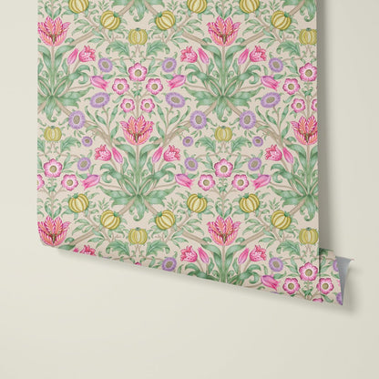 Behang Blooming Flowers Pink - Story of July