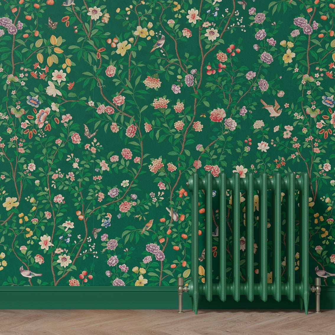 Behang Chinoiserie Darkgreen - Story of July