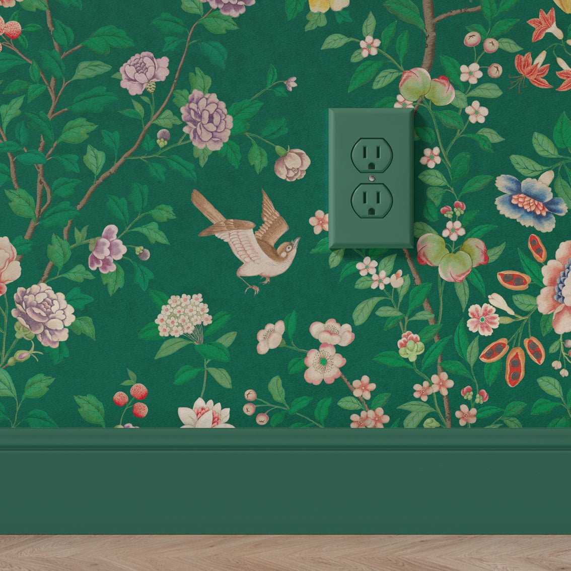Behang Chinoiserie Darkgreen - Story of July