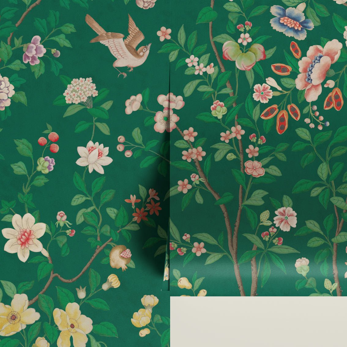Behang Chinoiserie Darkgreen - Story of July