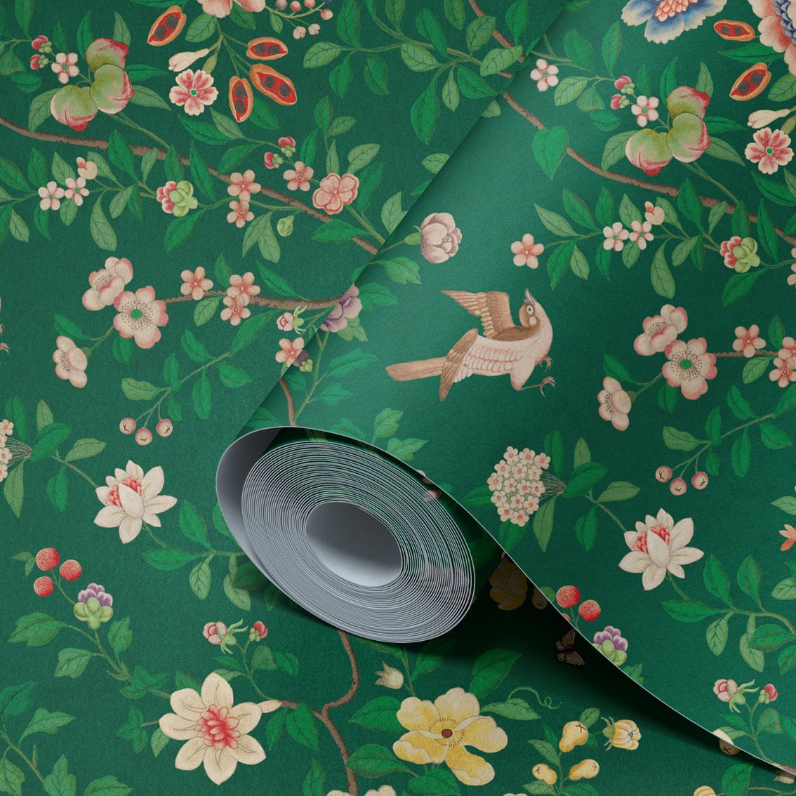 Behang Chinoiserie Darkgreen - Story of July
