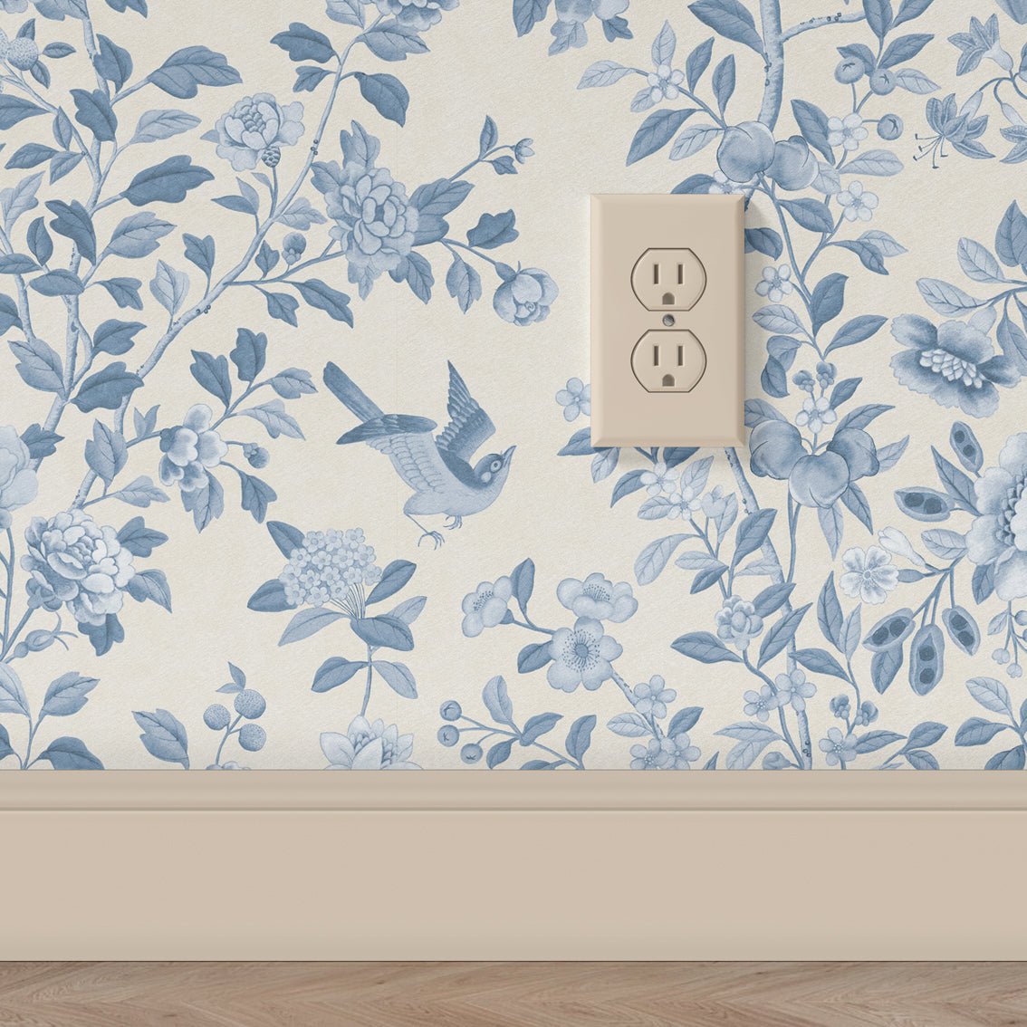 Behang ChInoiserie Tone in Tone Blue - Story of July