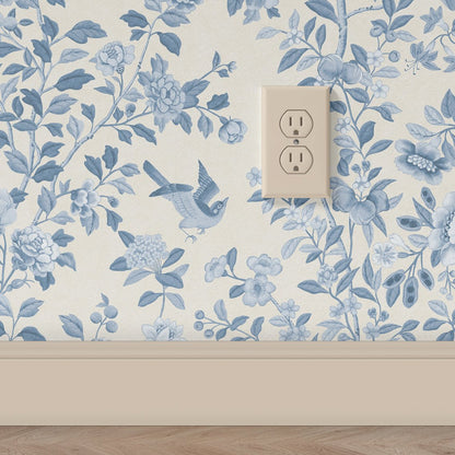 Behang ChInoiserie Tone in Tone Blue - Story of July
