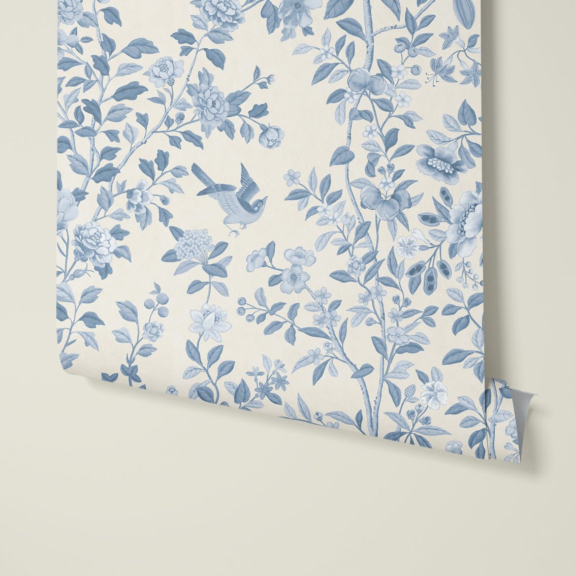 Behang ChInoiserie Tone in Tone Blue - Story of July