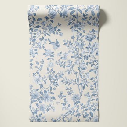 Behang ChInoiserie Tone in Tone Blue - Story of July