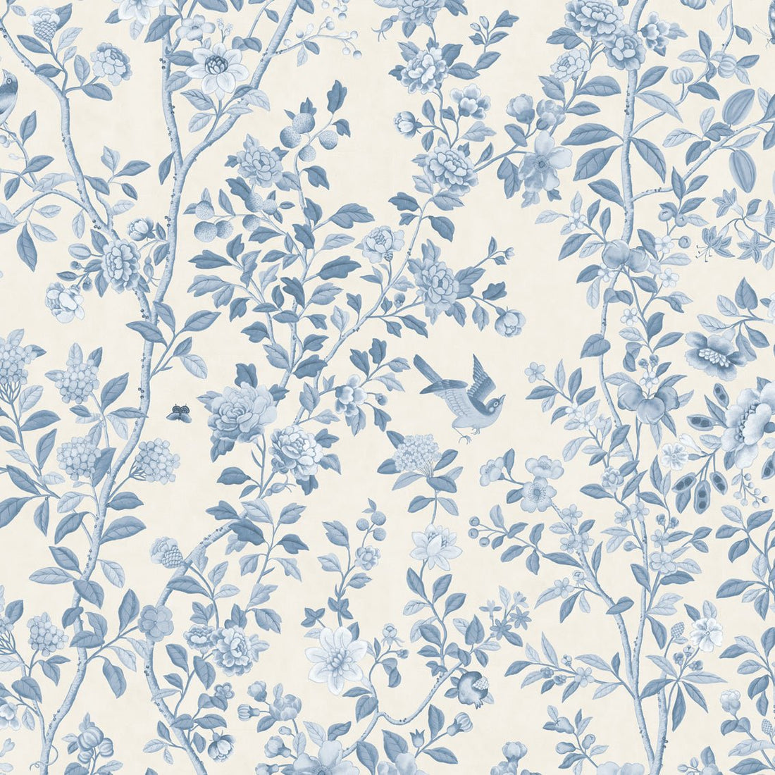 Behang ChInoiserie Tone in Tone Blue - Story of July