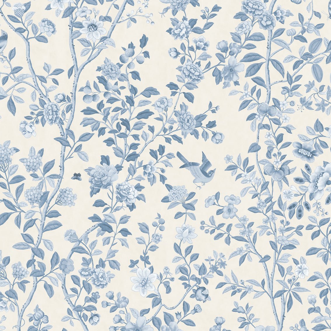 Behang ChInoiserie Tone in Tone Blue - Story of July