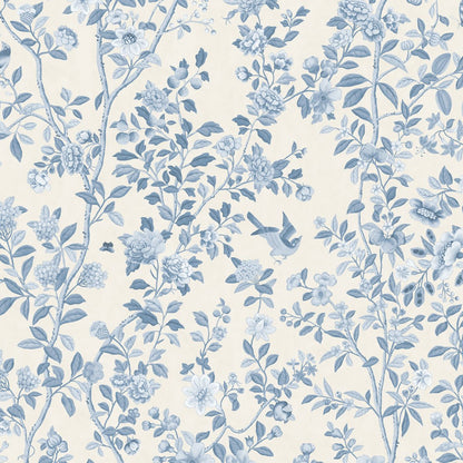Behang ChInoiserie Tone in Tone Blue - Story of July