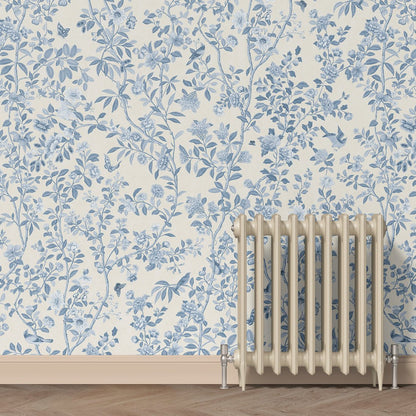 Behang ChInoiserie Tone in Tone Blue - Story of July