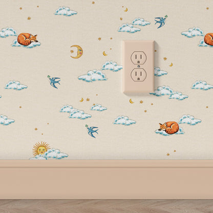 Behang Embroiderd Fox - Story of July