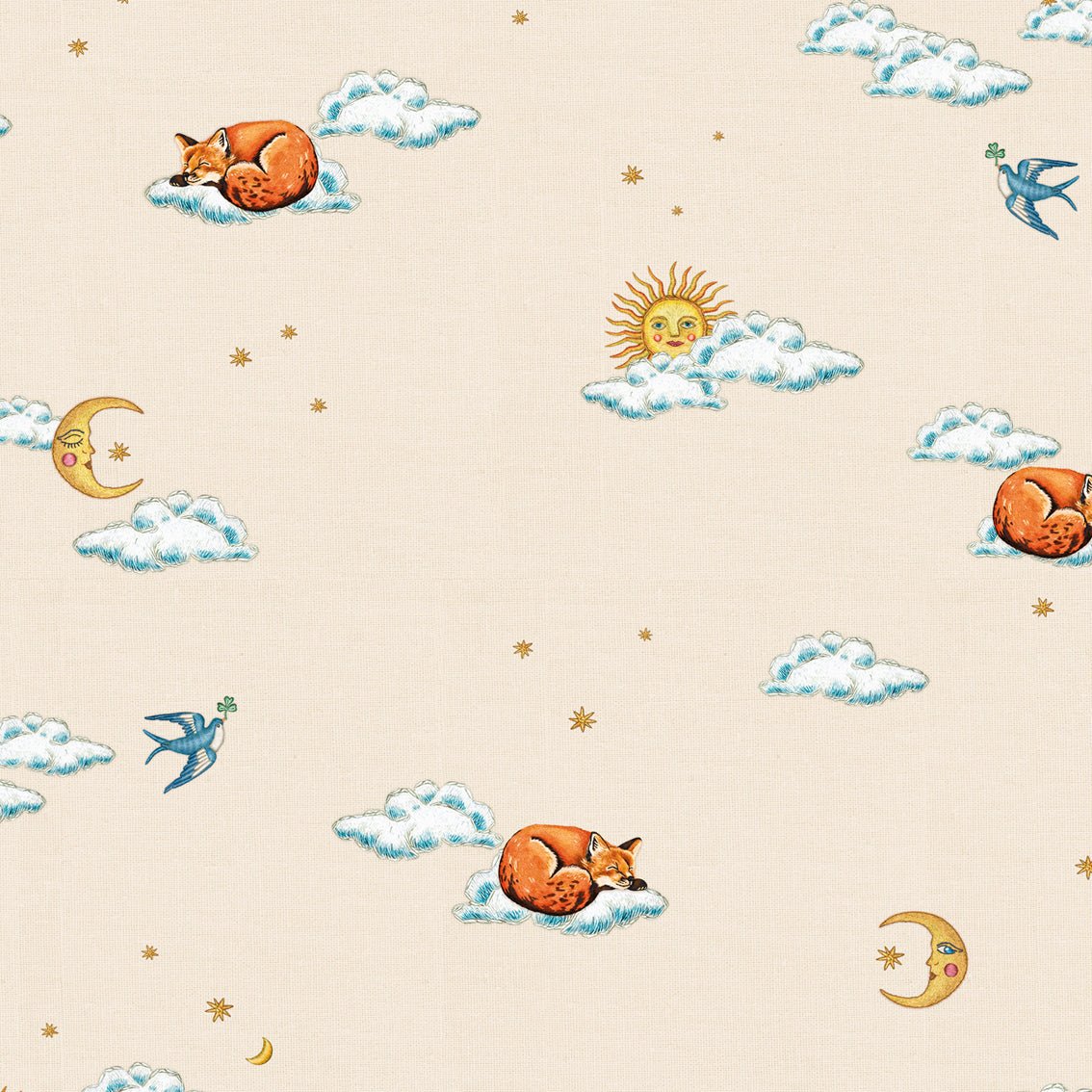 Behang Embroiderd Fox - Story of July