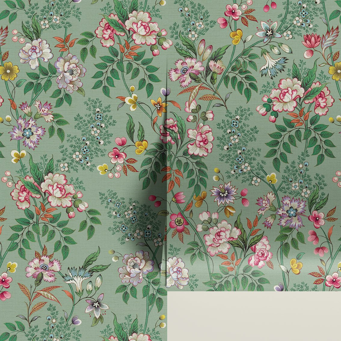 Behang Little Flowers Lightgreen - Story of July