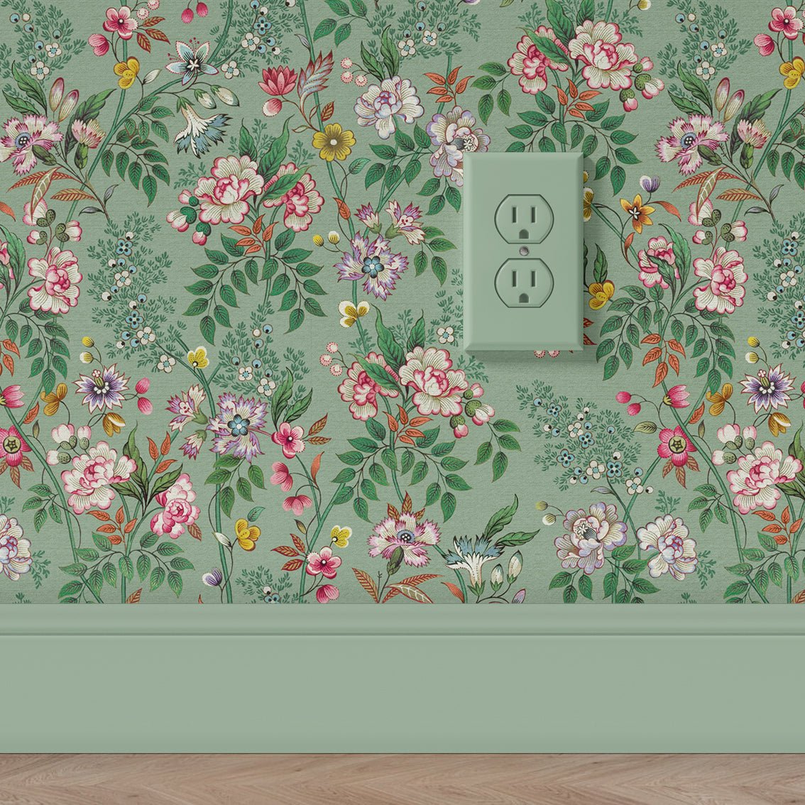 Behang Little Flowers Lightgreen - Story of July