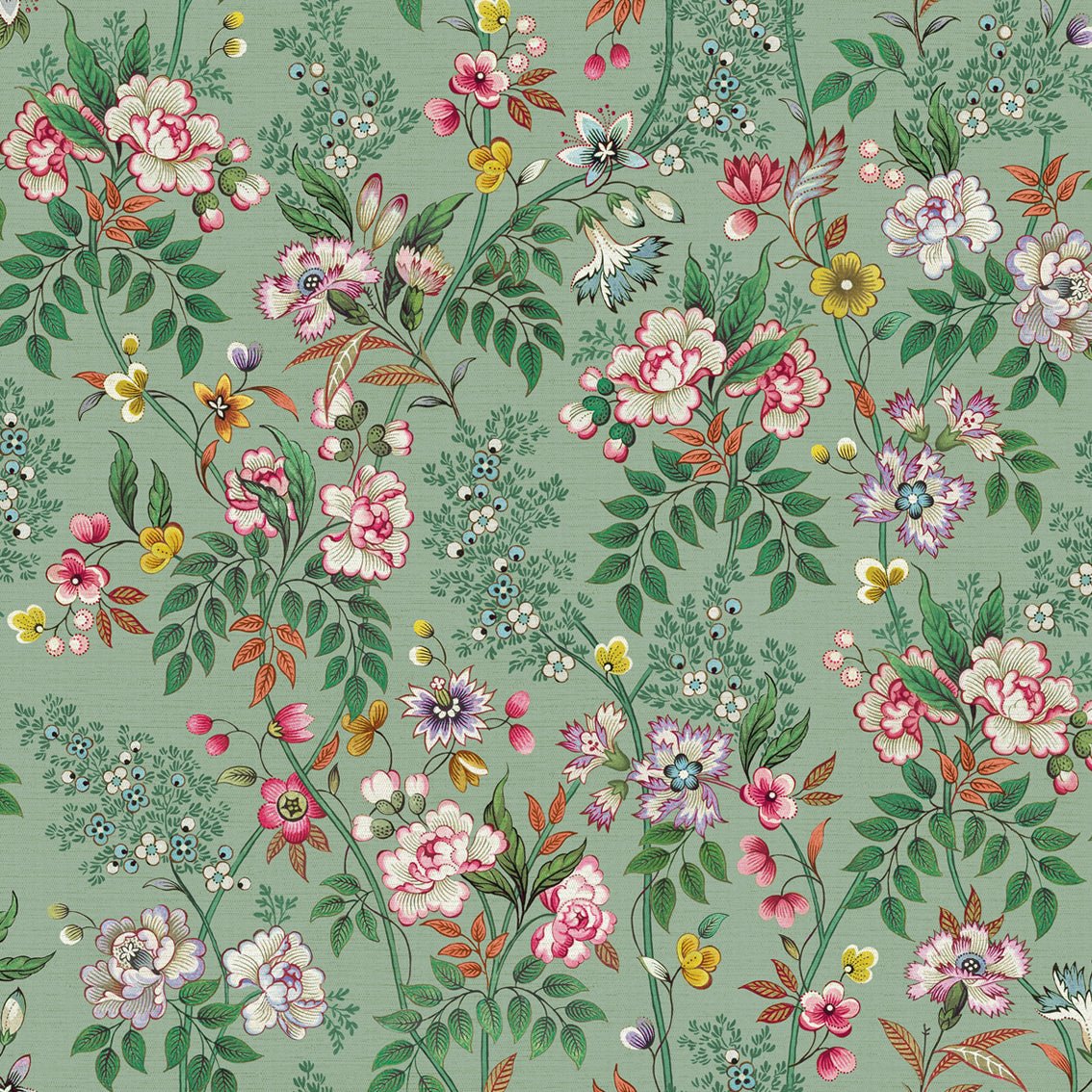 Behang Little Flowers Lightgreen - Story of July