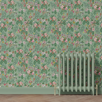 Behang Little Flowers Lightgreen - Story of July