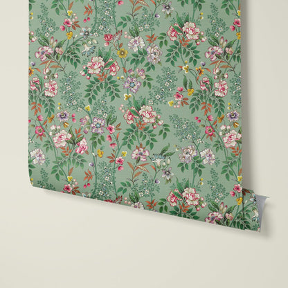 Behang Little Flowers Lightgreen - Story of July