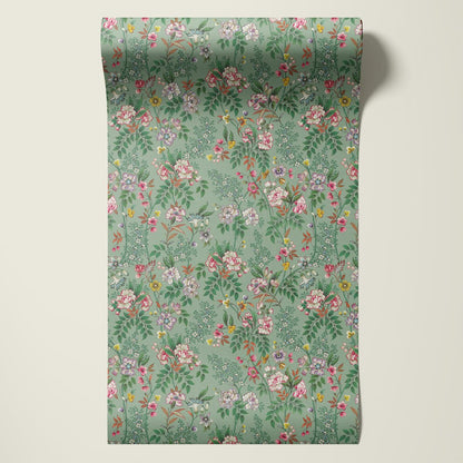 Behang Little Flowers Lightgreen - Story of July