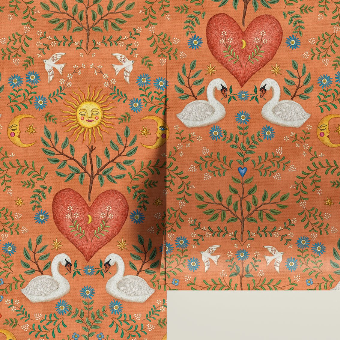 Behang Swan Heart Terra - Story of July