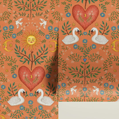 Behang Swan Heart Terra - Story of July