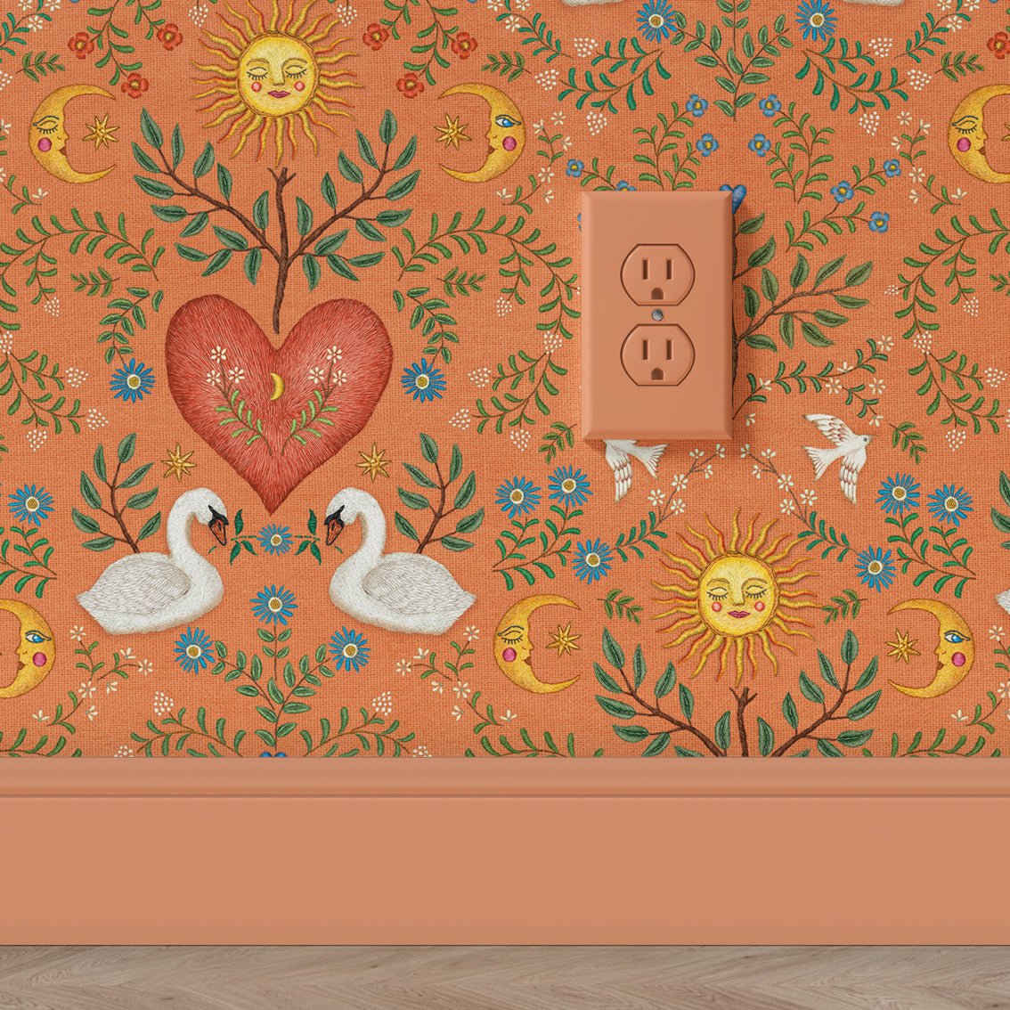 Behang Swan Heart Terra - Story of July