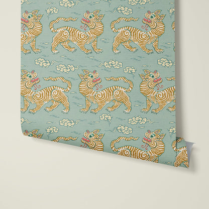 Behang Vintage Tigers Blue - Story of July