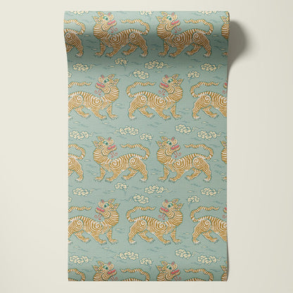 Behang Vintage Tigers Blue - Story of July