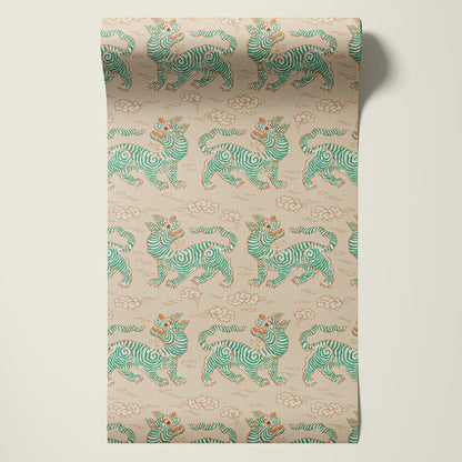 Behang Vintage Tigers Green - Story of July