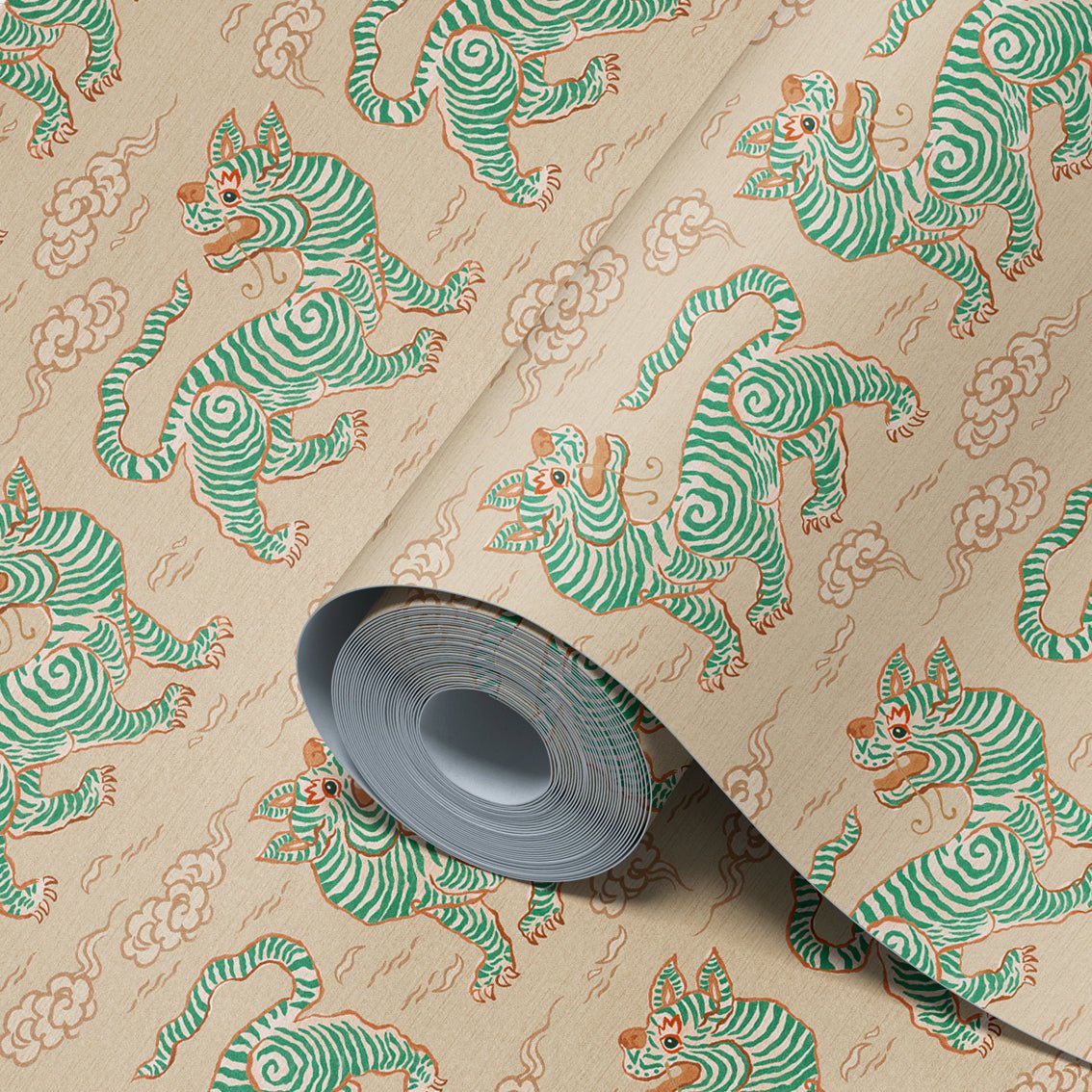 Behang Vintage Tigers Green - Story of July