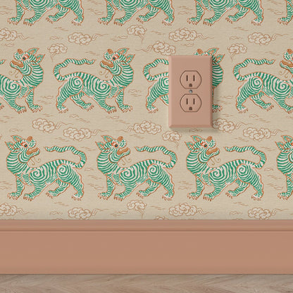 Behang Vintage Tigers Green - Story of July
