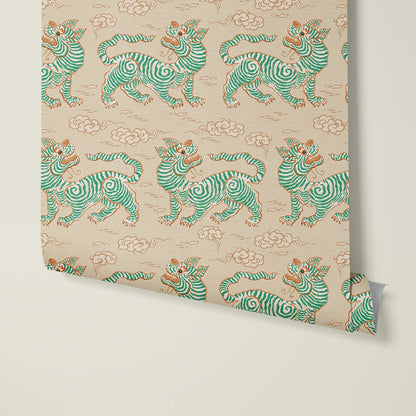 Behang Vintage Tigers Green - Story of July