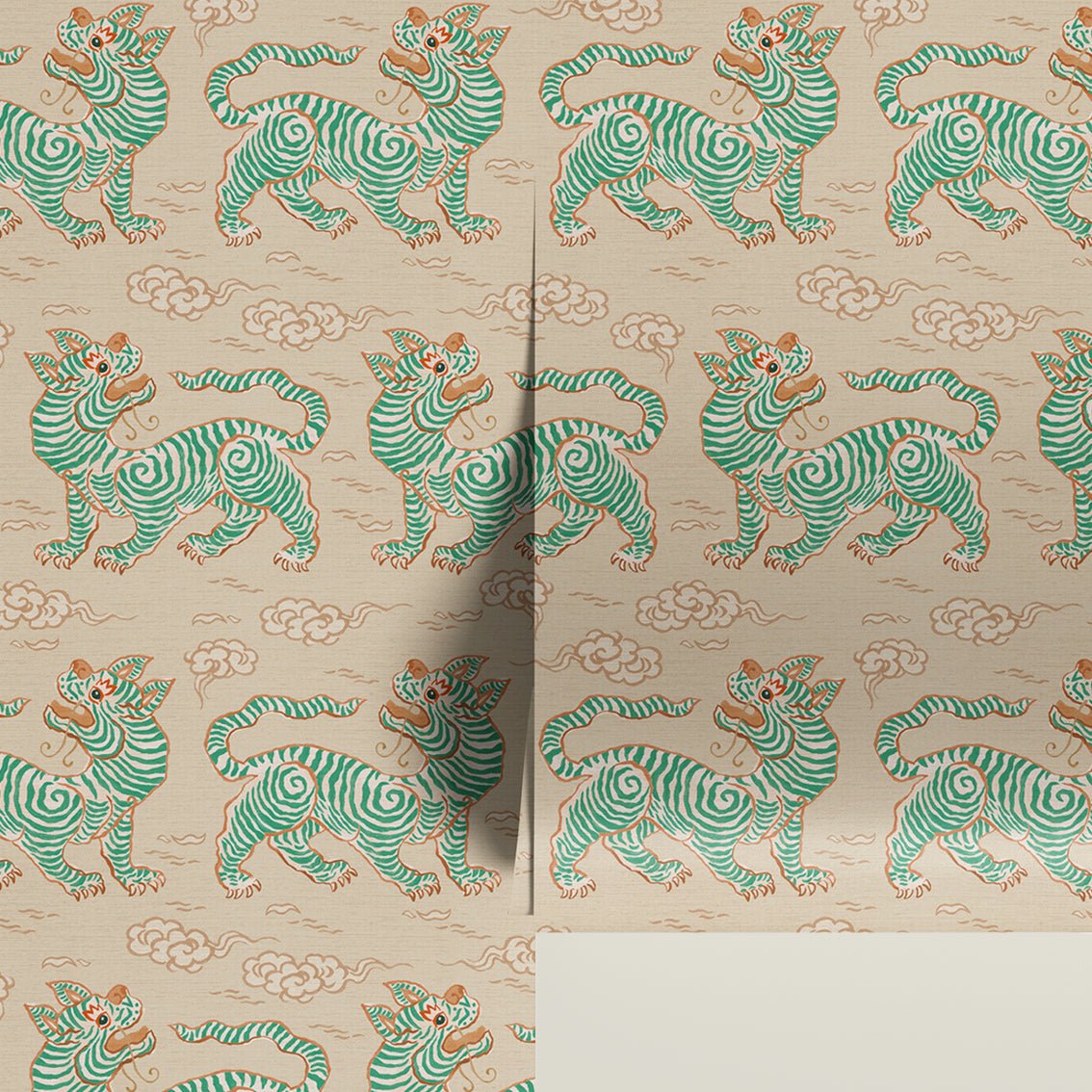 Behang Vintage Tigers Green - Story of July
